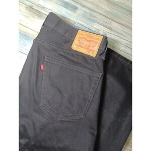 Levi's Mens 505 Regular Fit Jeans W35xL30 Black Denim Straight Leg